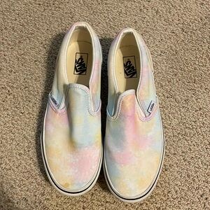Multicolor tie-dye VANS slip on sneaker. Super chic and super clean.
